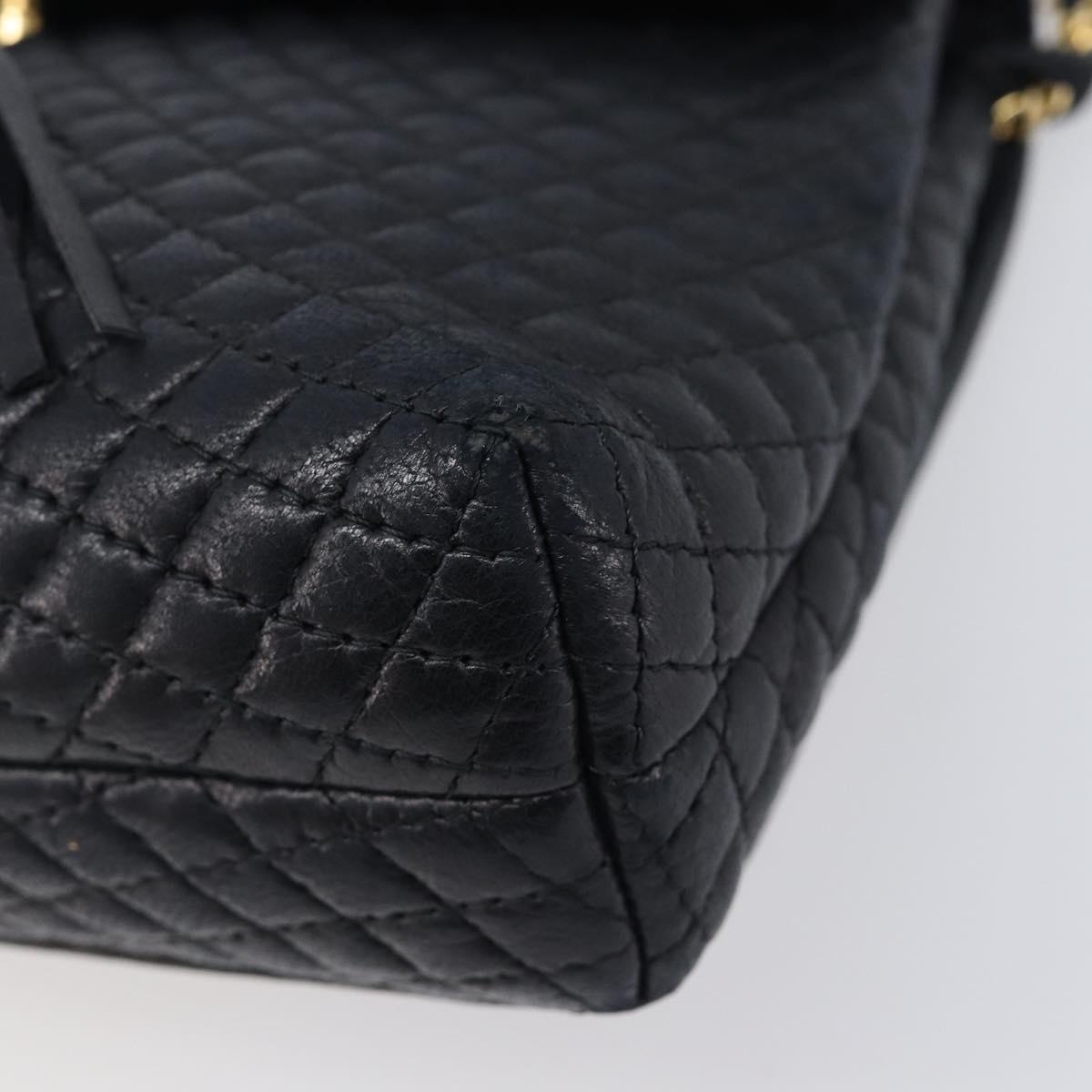 BALLY Chain Shoulder Bag Leather Black Gold Auth 204454