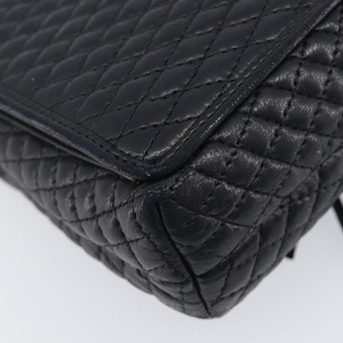 BALLY Chain Shoulder Bag Leather Black Gold Auth 204454