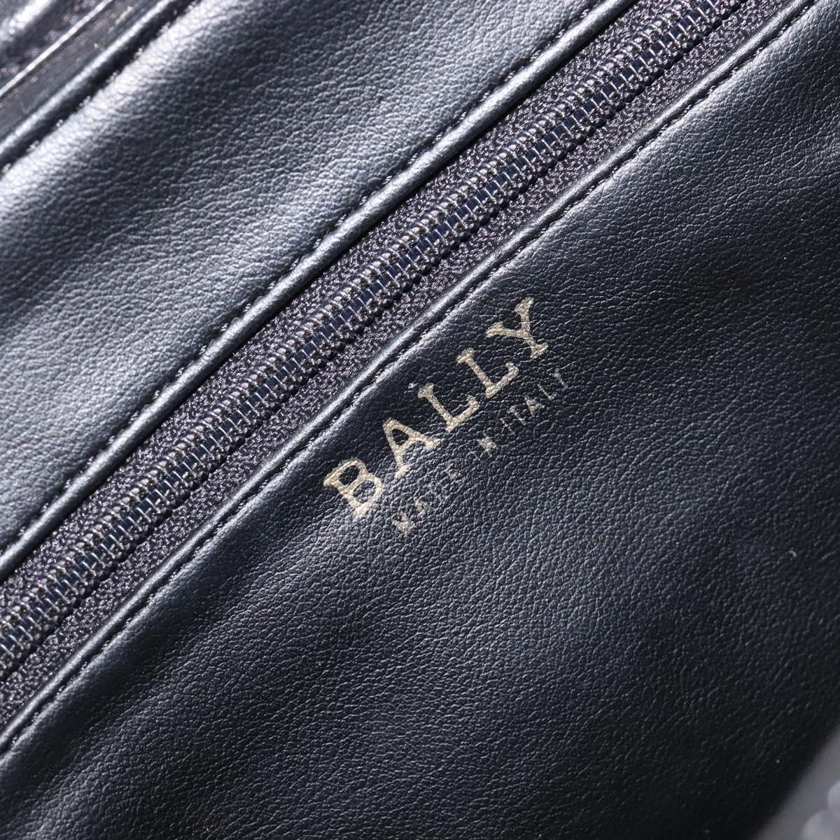 BALLY Chain Shoulder Bag Leather Black Gold Auth 204454