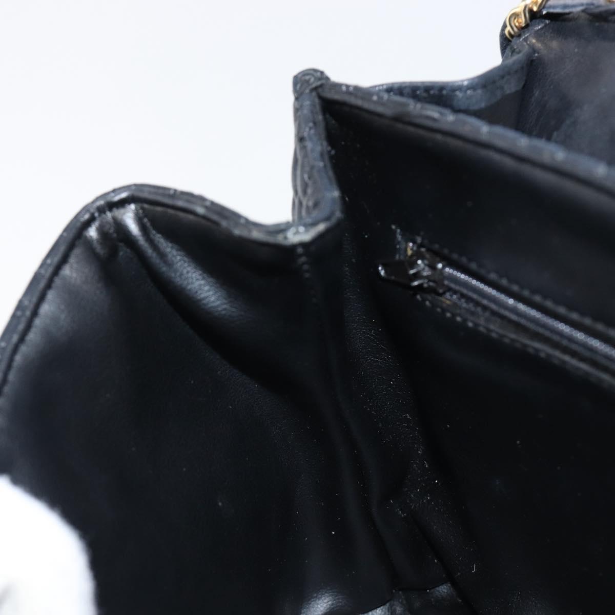 BALLY Chain Shoulder Bag Leather Black Gold Auth 204454
