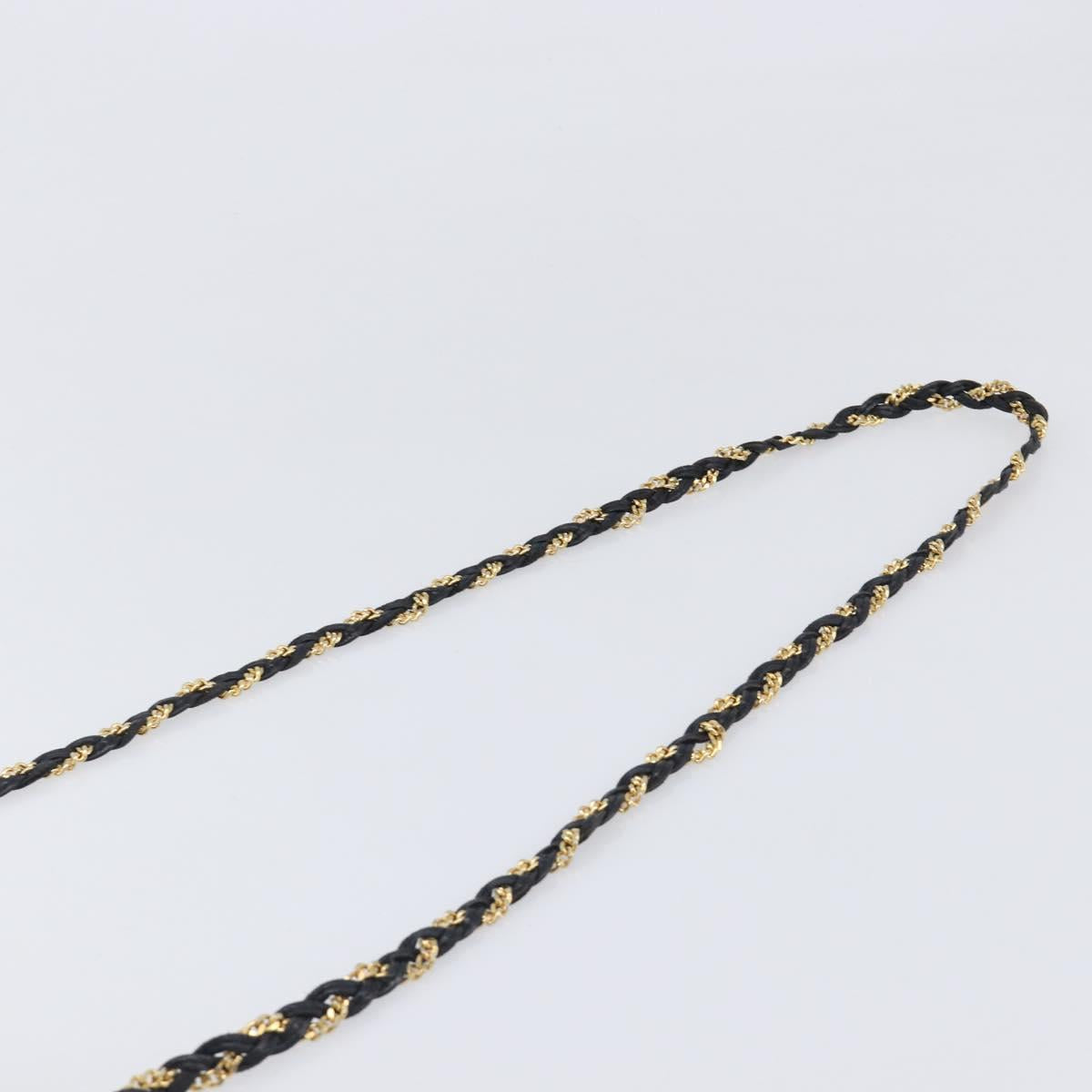 BALLY Chain Shoulder Bag Leather Black Gold Auth 204454