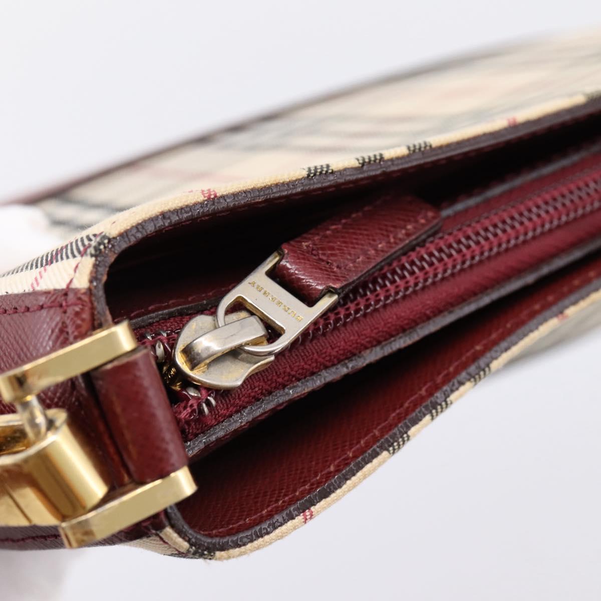 BURBERRY Nova Check Shoulder Bag Canvas Beige Gold Auth 204455