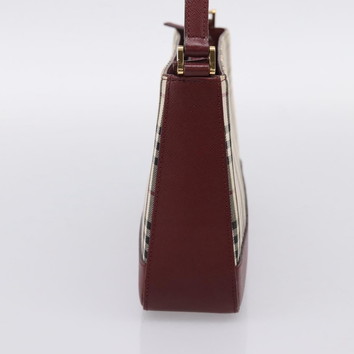 BURBERRY Nova Check Shoulder Bag Canvas Beige Gold Auth 204455