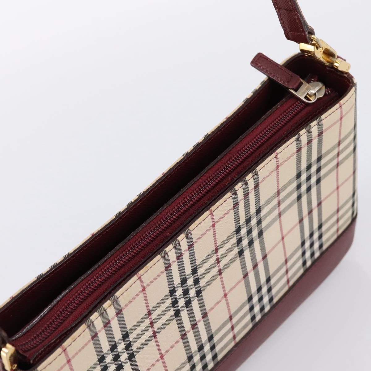 BURBERRY Nova Check Shoulder Bag Canvas Beige Gold Auth 204455