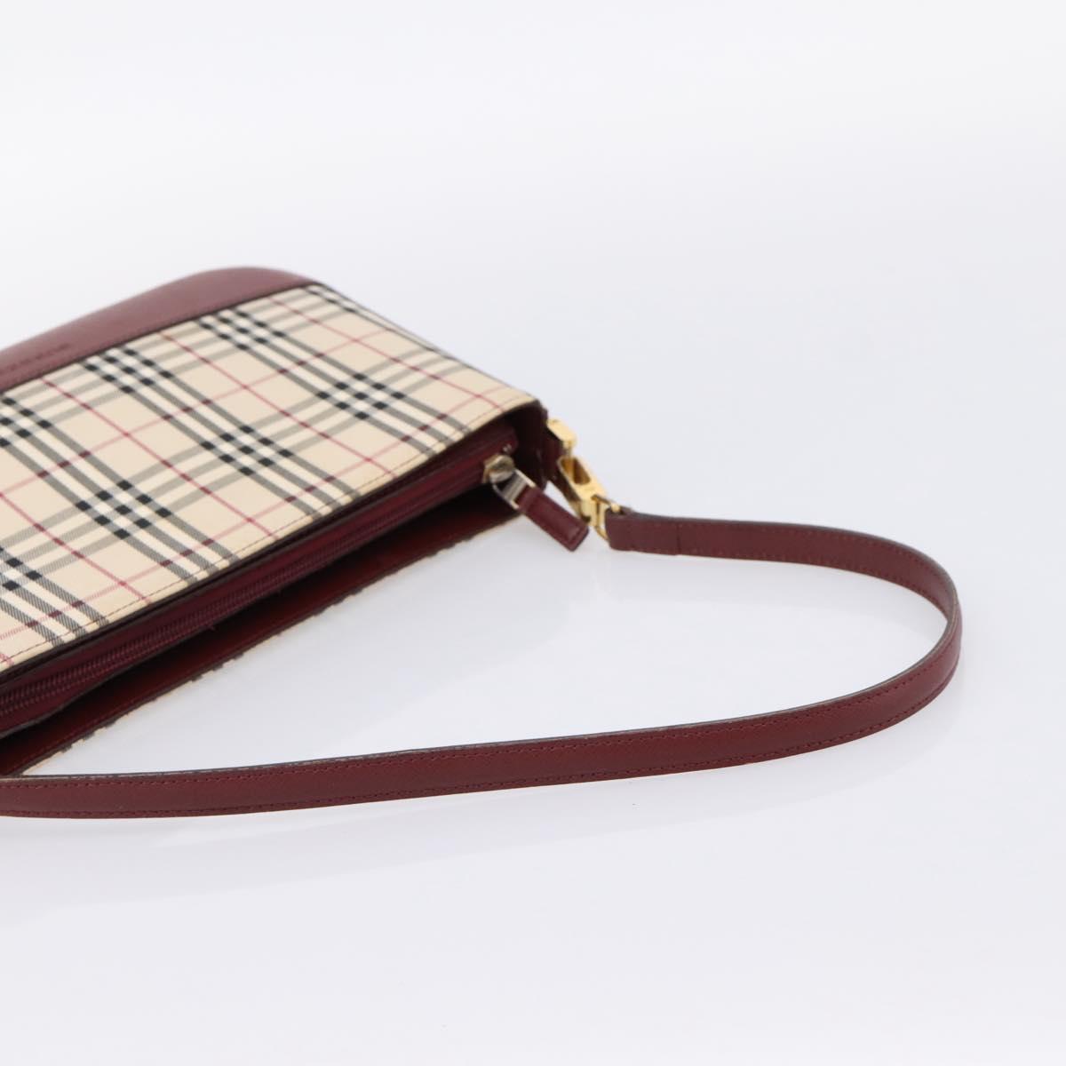 BURBERRY Nova Check Shoulder Bag Canvas Beige Gold Auth 204455