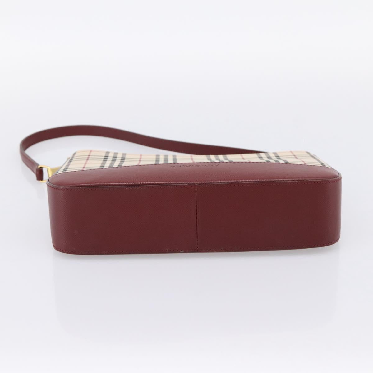 BURBERRY Nova Check Shoulder Bag Canvas Beige Gold Auth 204455