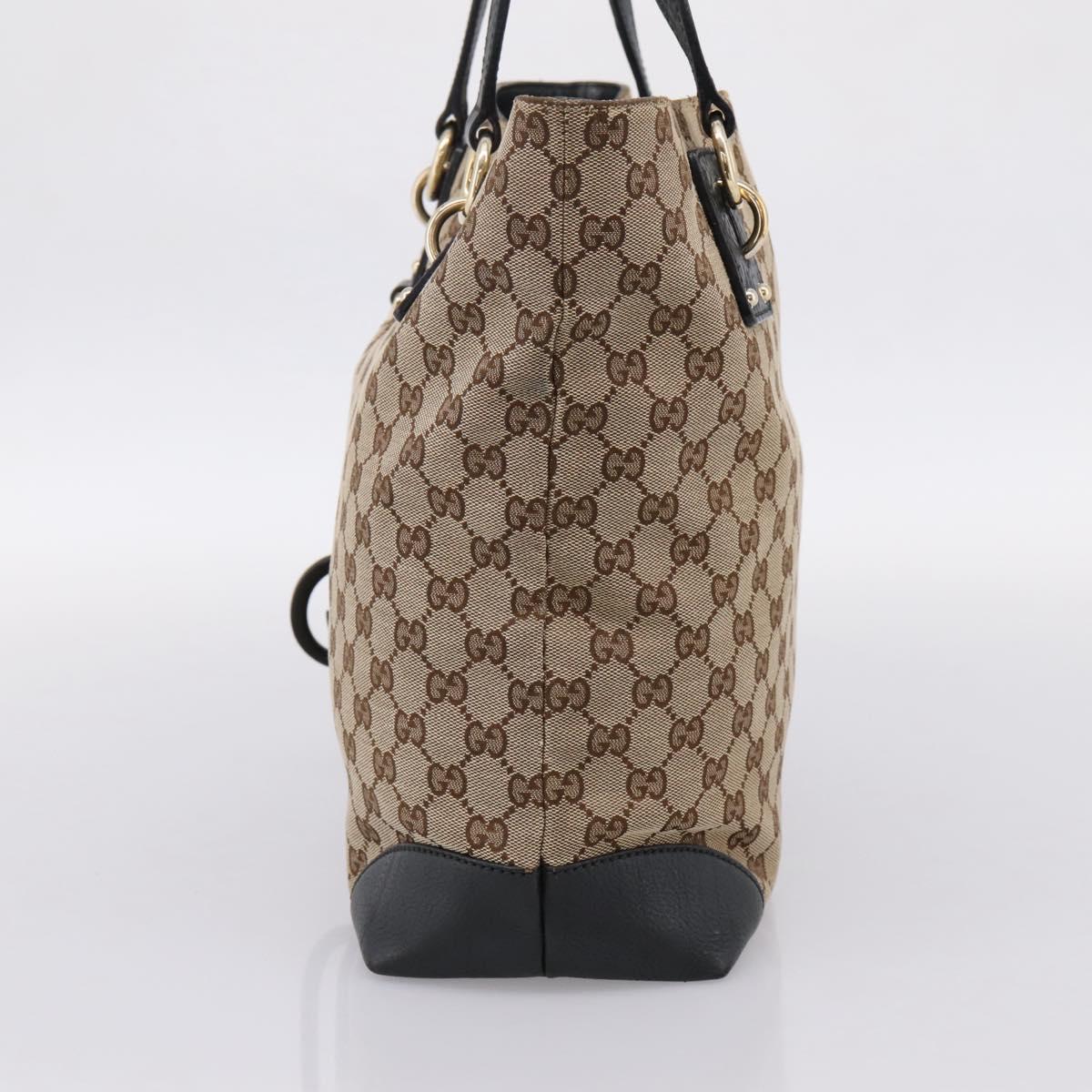 GUCCI GG Canvas Tote Bag Beige Gold 247237 Auth 204456A