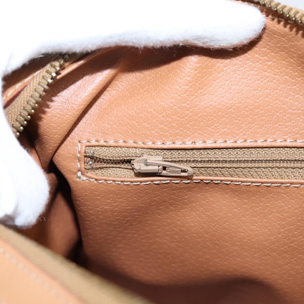 CELINE Macadam Canvas Boston Bag PVC Leather Brown Gold Auth 204457V