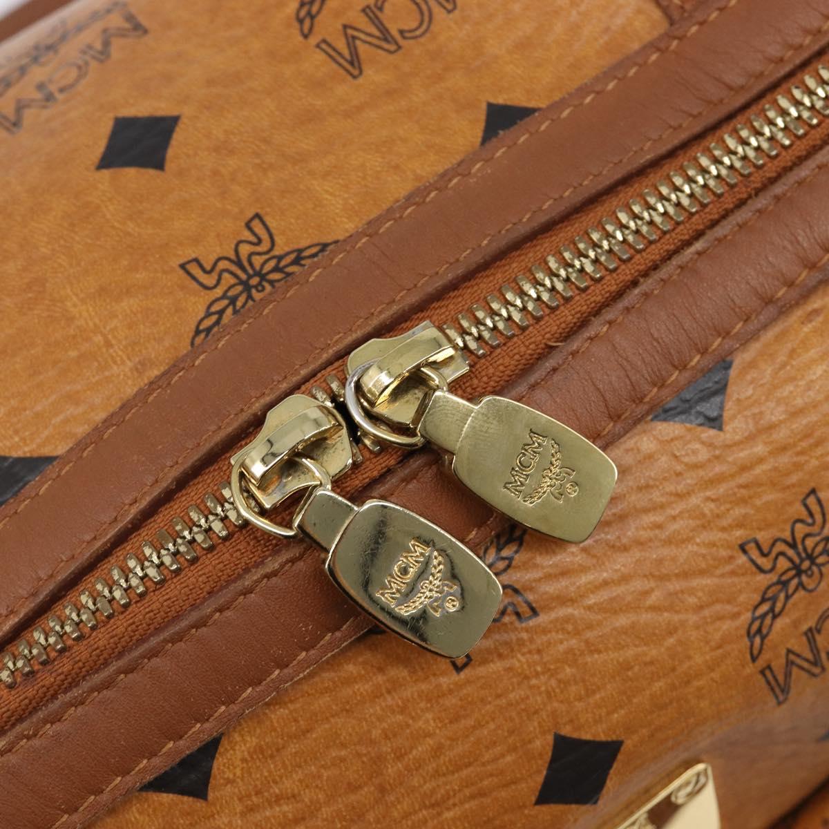 MCM Logogram Vicetos Boston Bag PVC Leather Brown Gold Auth 204458A