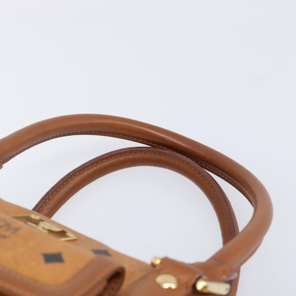 MCM Logogram Vicetos Boston Bag PVC Leather Brown Gold Auth 204458A