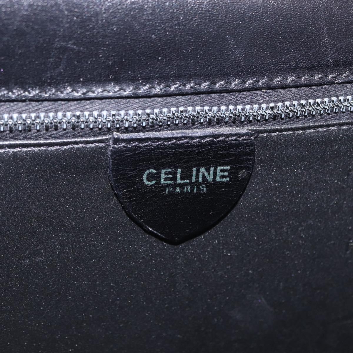 CELINE Horse Carriage Shoulder Bag Leather Black Gold Auth 204459