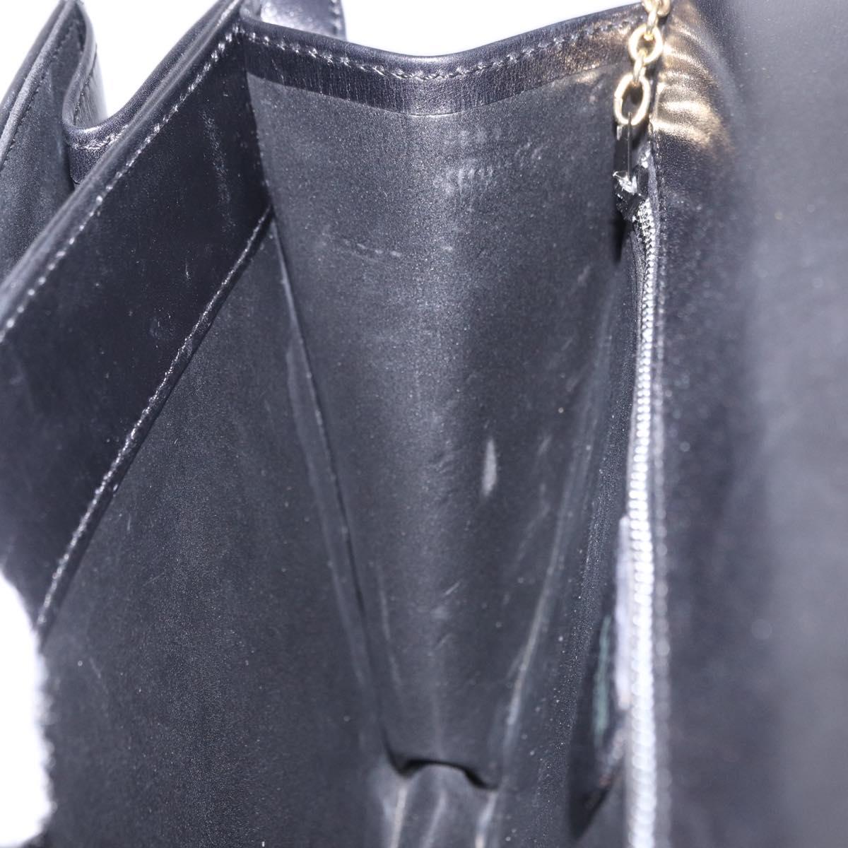 CELINE Horse Carriage Shoulder Bag Leather Black Gold Auth 204459