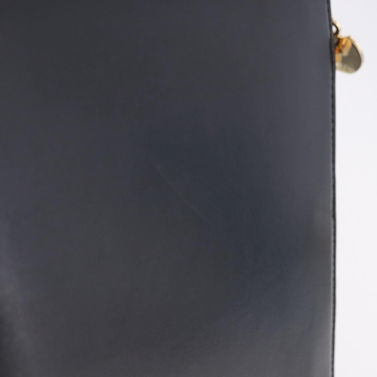 CELINE Horse Carriage Shoulder Bag Leather Black Gold Auth 204459