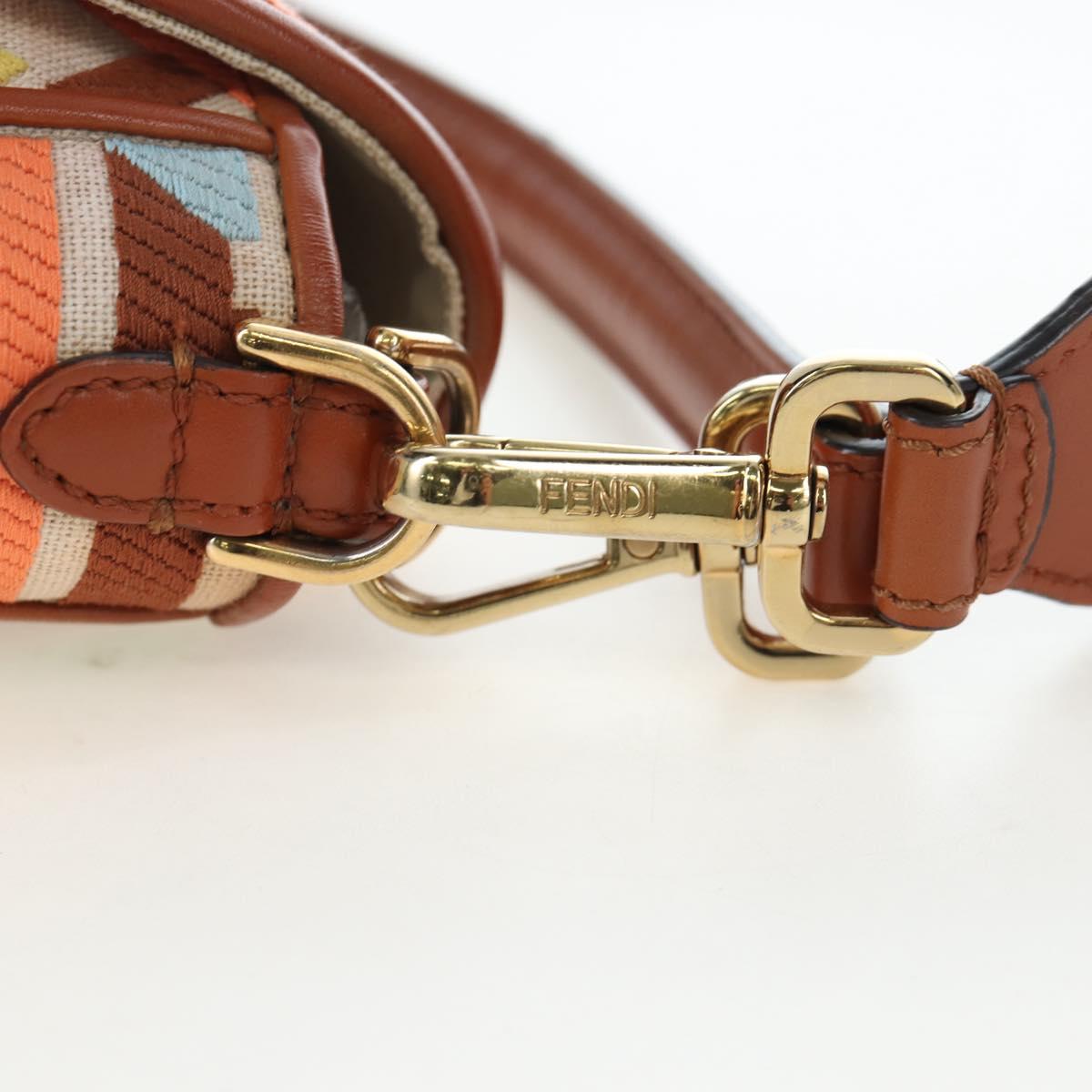 FENDI Zucca Canvas Mamma Baguette Shoulder Bag 2way Multicolor Gold Auth 204491V