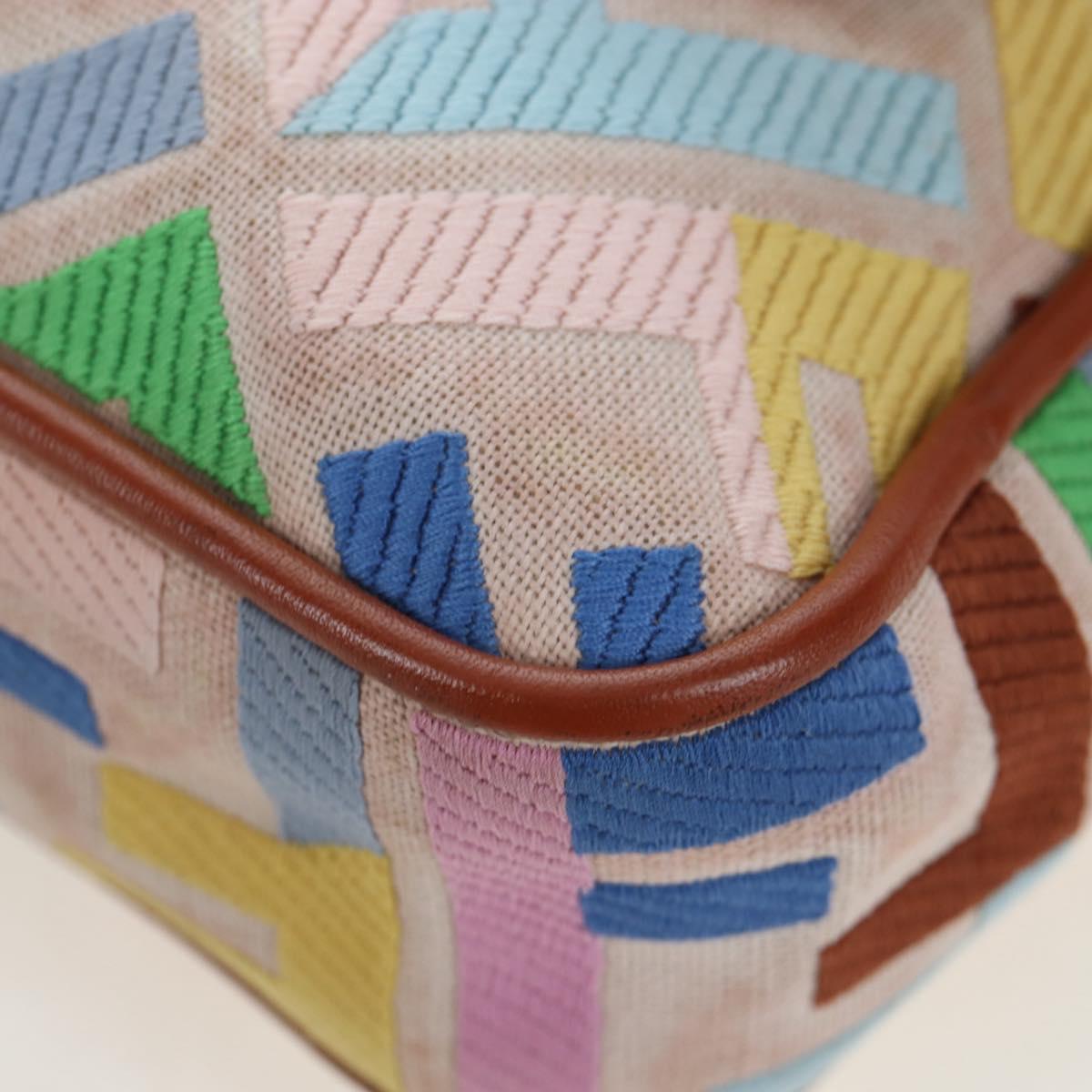FENDI Zucca Canvas Mamma Baguette Shoulder Bag 2way Multicolor Gold Auth 204491V