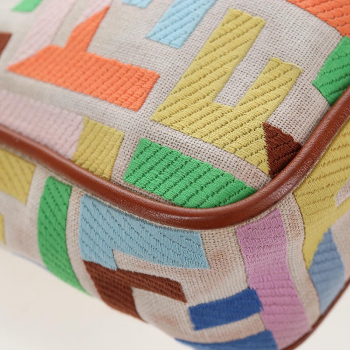 FENDI Zucca Canvas Mamma Baguette Shoulder Bag 2way Multicolor Gold Auth 204491V
