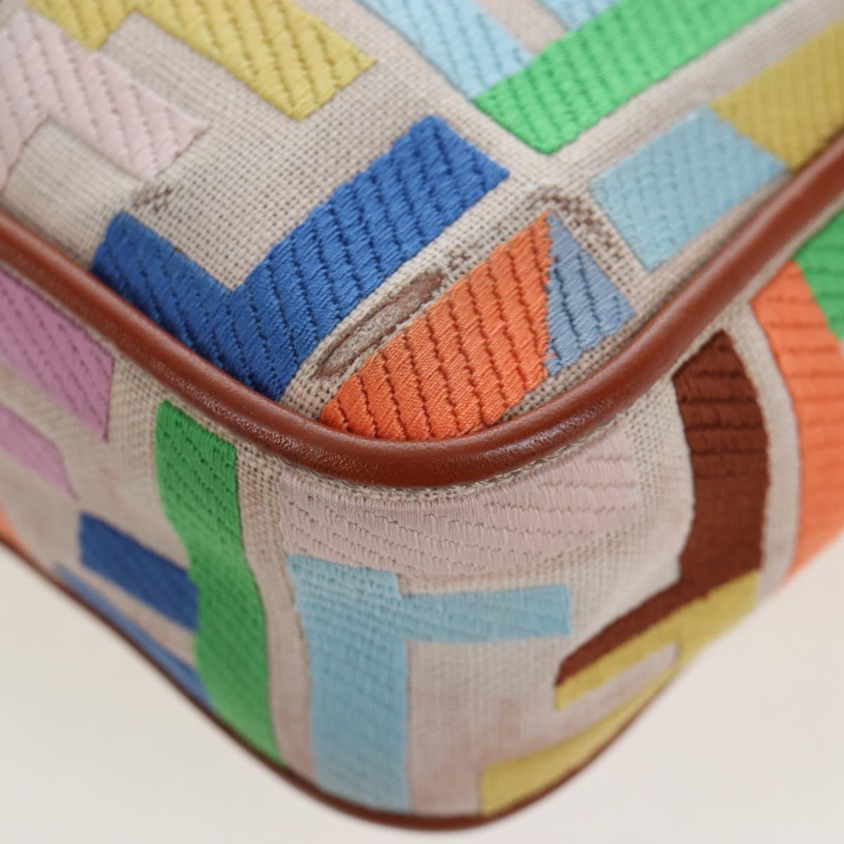 FENDI Zucca Canvas Mamma Baguette Shoulder Bag 2way Multicolor Gold Auth 204491V