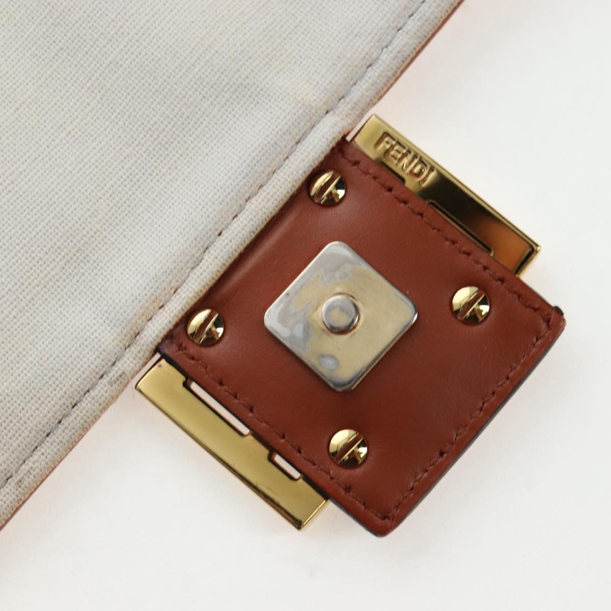 FENDI Zucca Canvas Mamma Baguette Shoulder Bag 2way Multicolor Gold Auth 204491V