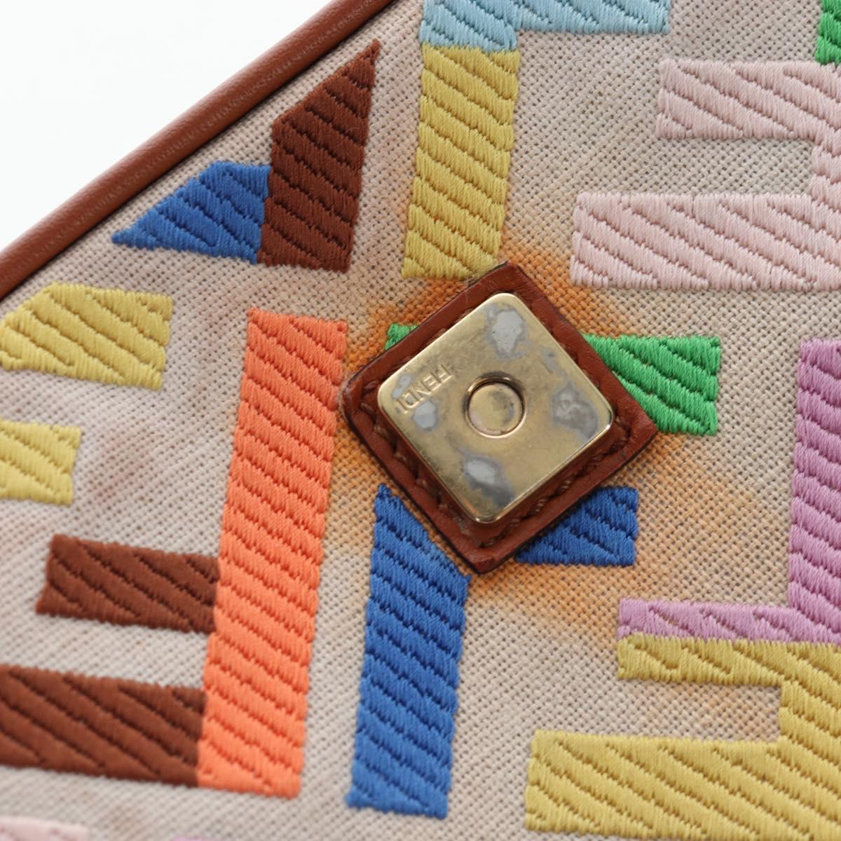 FENDI Zucca Canvas Mamma Baguette Shoulder Bag 2way Multicolor Gold Auth 204491V