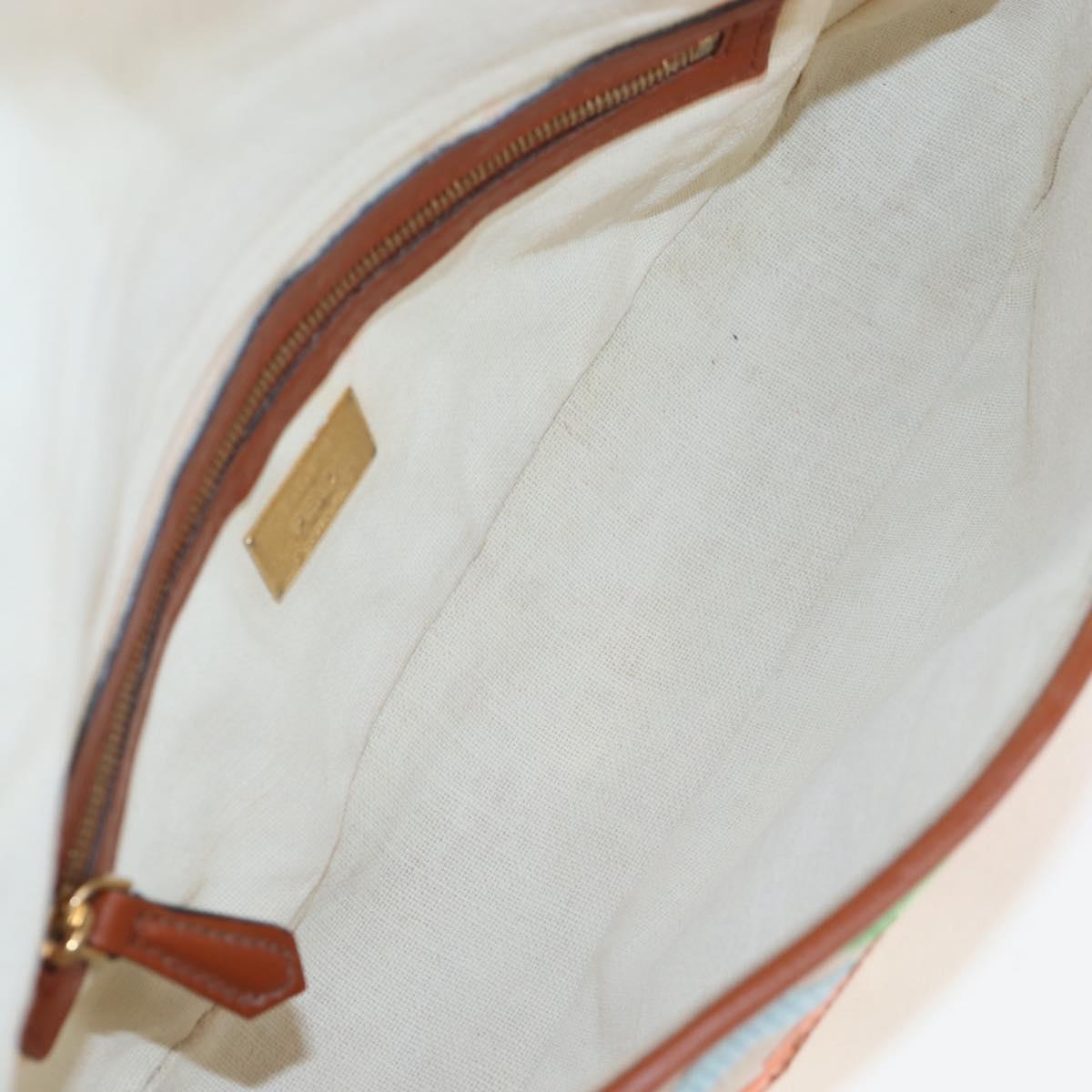 FENDI Zucca Canvas Mamma Baguette Shoulder Bag 2way Multicolor Gold Auth 204491V