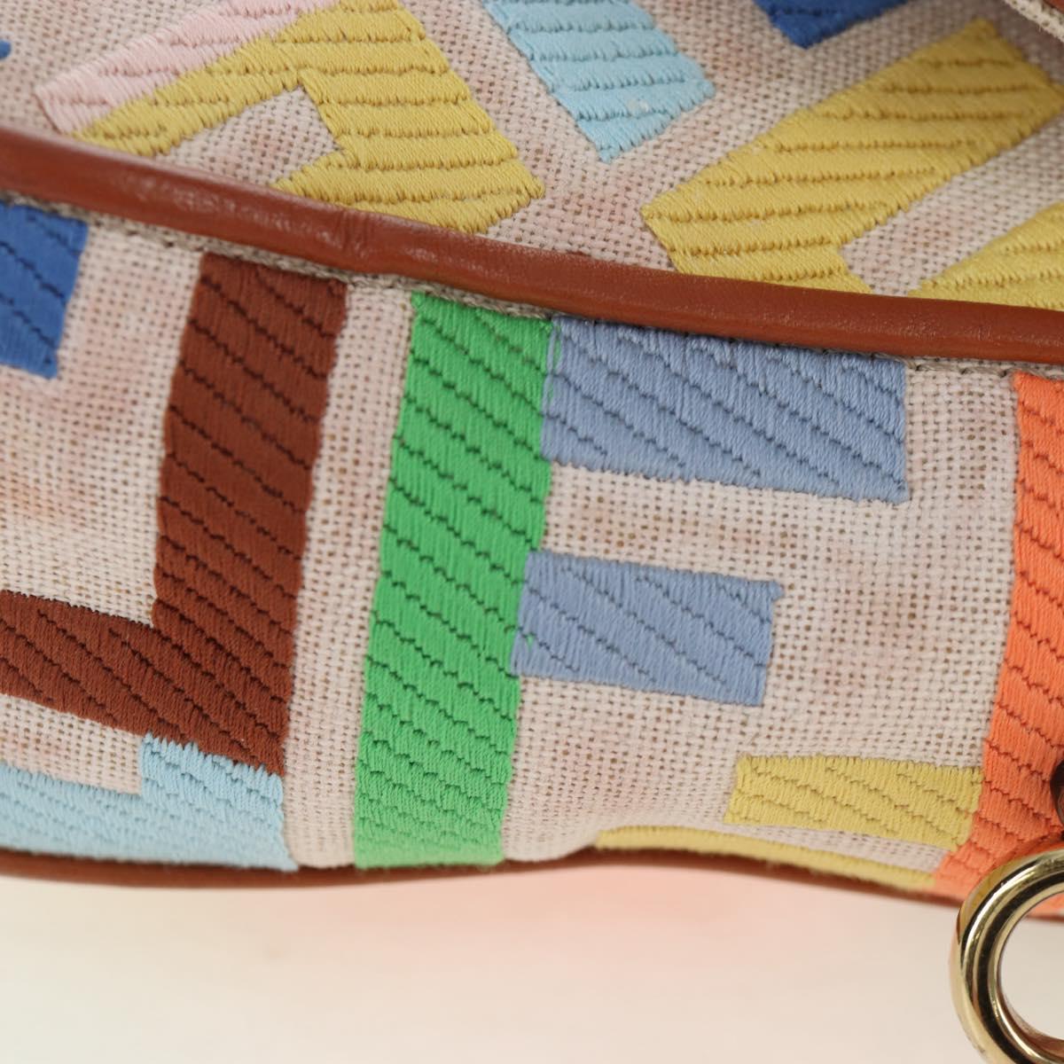 FENDI Zucca Canvas Mamma Baguette Shoulder Bag 2way Multicolor Gold Auth 204491V
