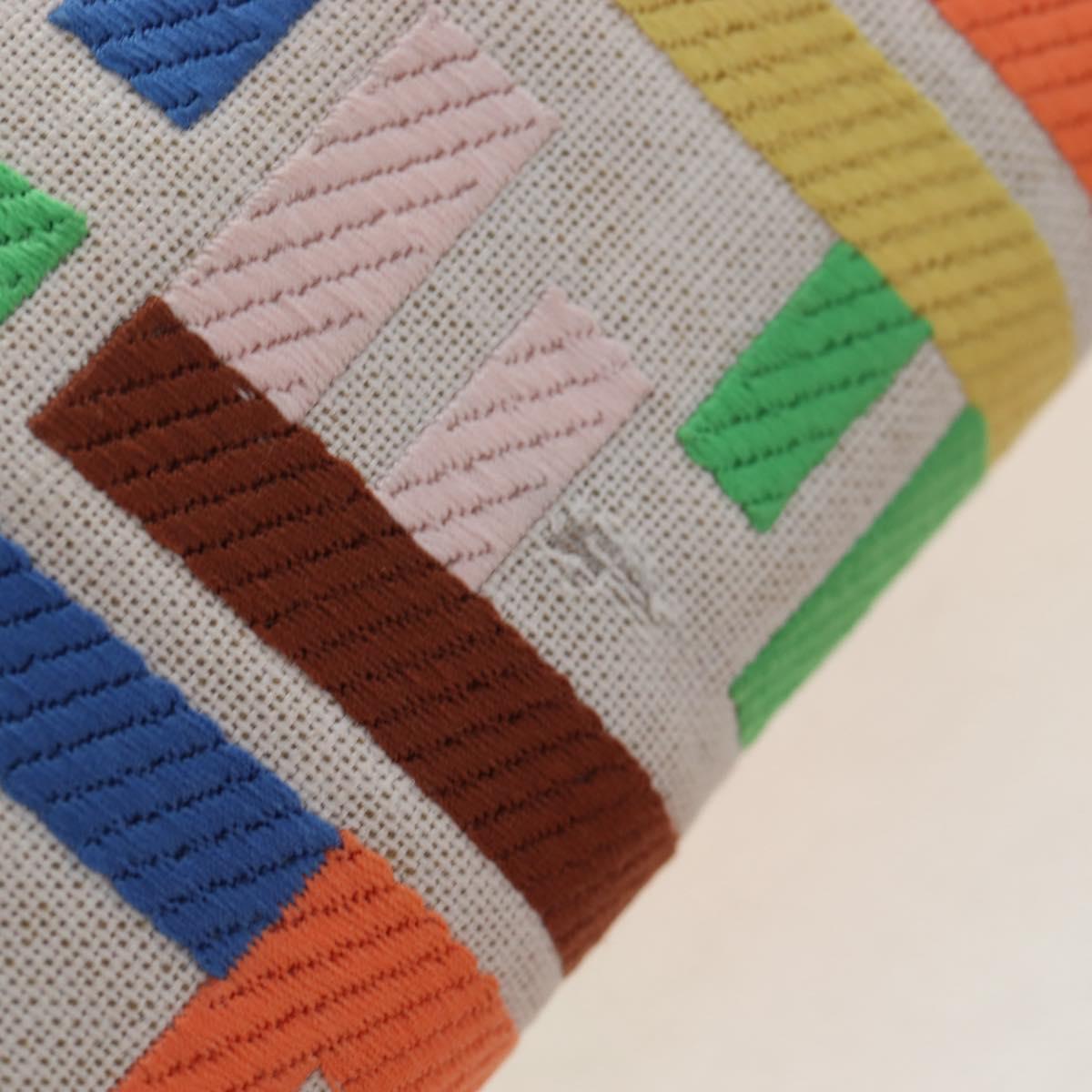 FENDI Zucca Canvas Mamma Baguette Shoulder Bag 2way Multicolor Gold Auth 204491V