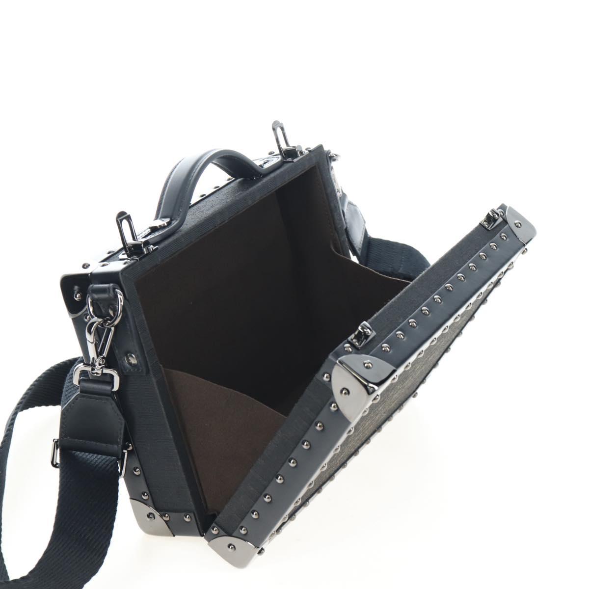 FENDI Zucca Canvas Hand Bag 2way Black Brown Auth 204492SAM