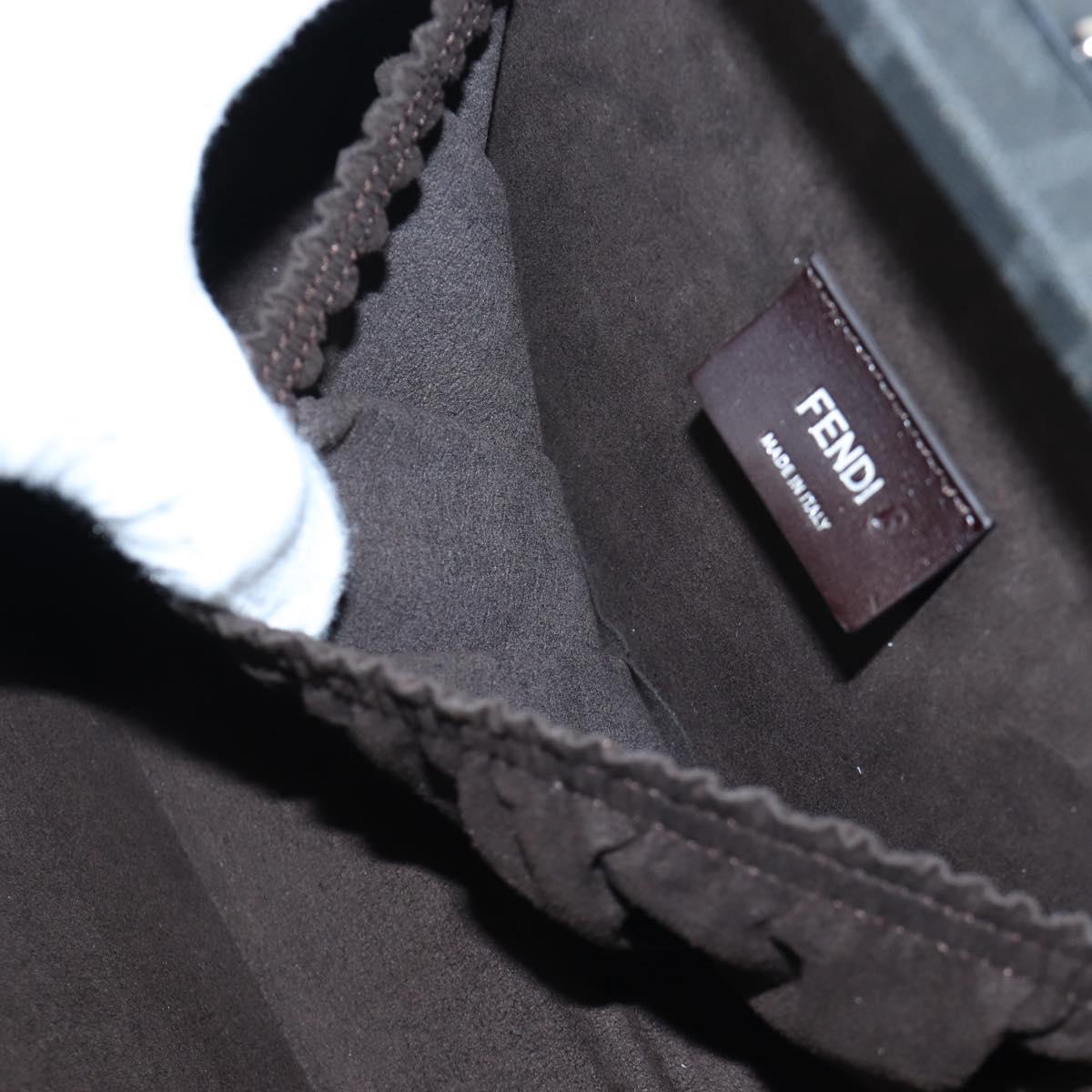 FENDI Zucca Canvas Hand Bag 2way Black Brown Auth 204492SAM