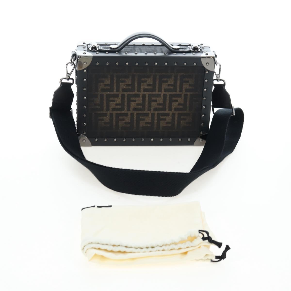 FENDI Zucca Canvas Hand Bag 2way Black Brown Auth 204492SAM