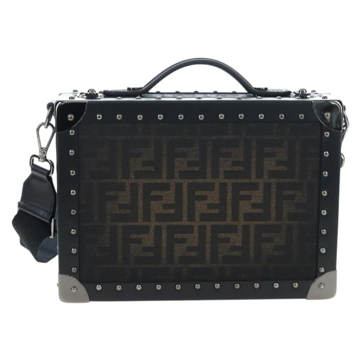 FENDI Zucca Canvas Hand Bag 2way Black Brown Auth 204492SAM