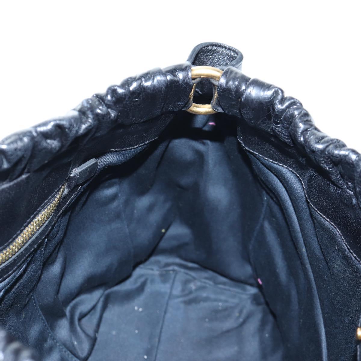 Miu Miu Hand Bag Leather 2way Black Gold Auth 204493M