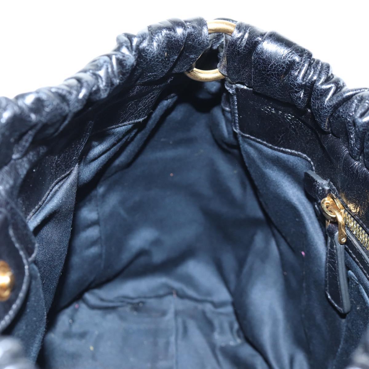 Miu Miu Hand Bag Leather 2way Black Gold Auth 204493M