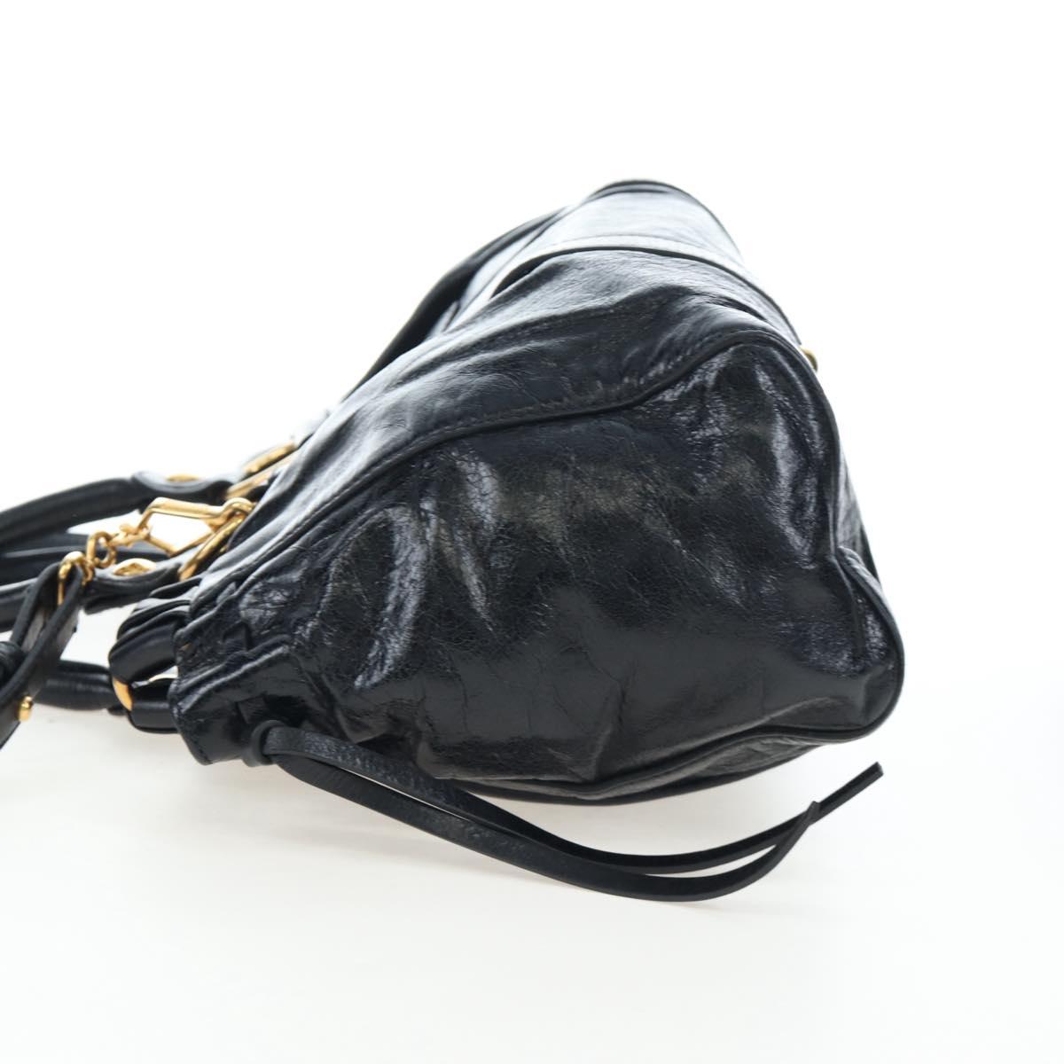 Miu Miu Hand Bag Leather 2way Black Gold Auth 204493M