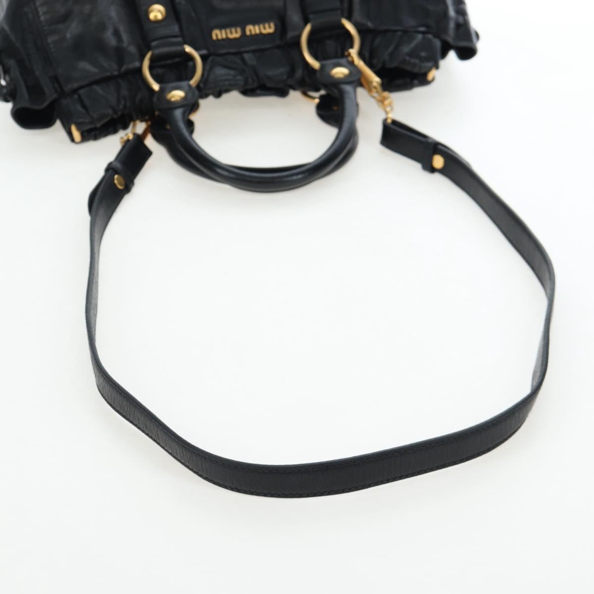 Miu Miu Hand Bag Leather 2way Black Gold Auth 204493M