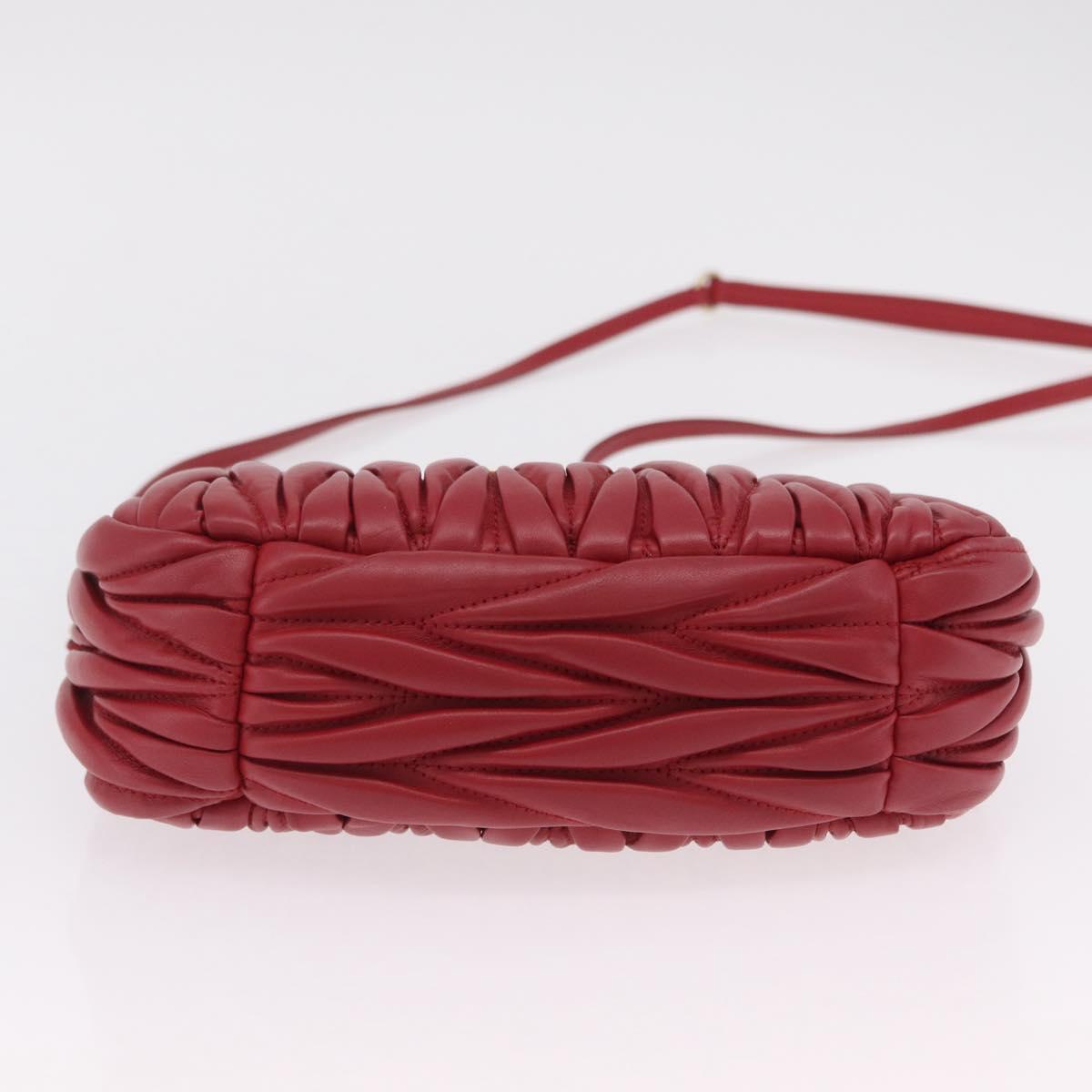 Miu Miu Matelasse Wonder Square Small Bag Leather 2way Red Gold Auth 204494M