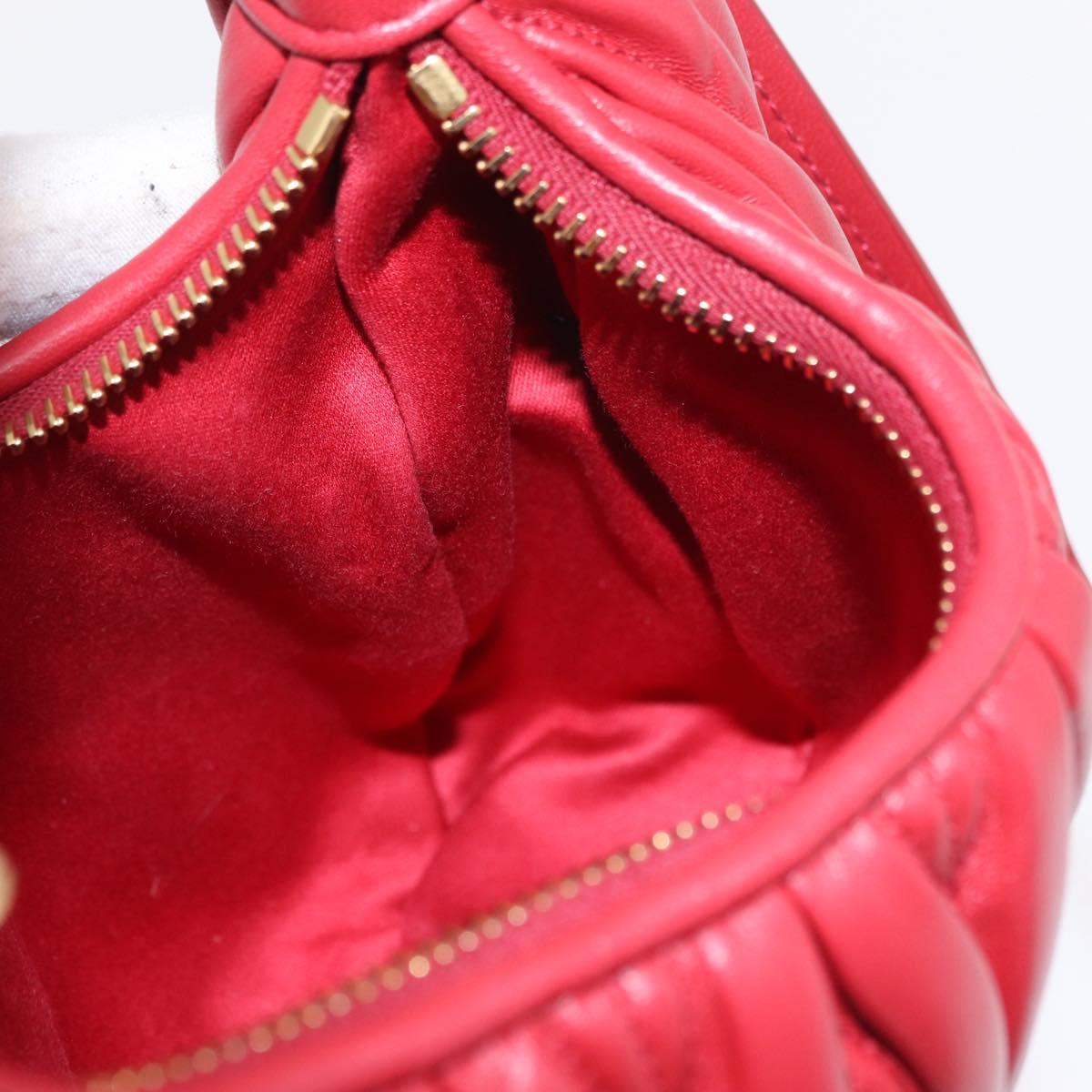 Miu Miu Matelasse Wonder Square Small Bag Leather 2way Red Gold Auth 204494M
