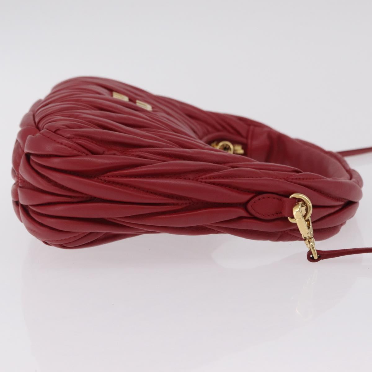 Miu Miu Matelasse Wonder Square Small Bag Leather 2way Red Gold Auth 204494M