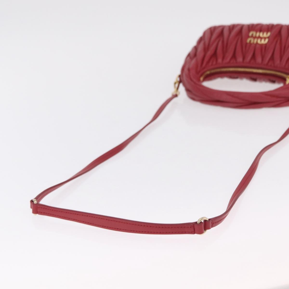 Miu Miu Matelasse Wonder Square Small Bag Leather 2way Red Gold Auth 204494M
