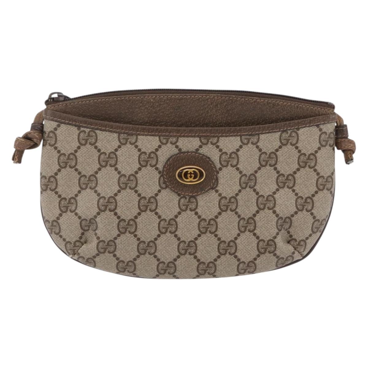 GUCCI GG Supreme Shoulder Bag PVC Beige Gold 904 02 020 Auth 204514
