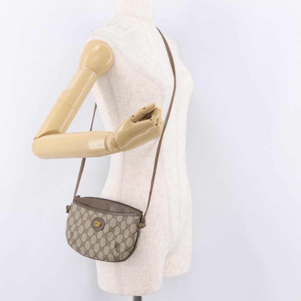 GUCCI GG Supreme Shoulder Bag PVC Beige Gold 904 02 020 Auth 204514