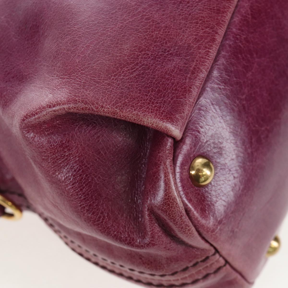 Miu Miu Hand Bag Leather 2way Purple Gold Auth 204521V