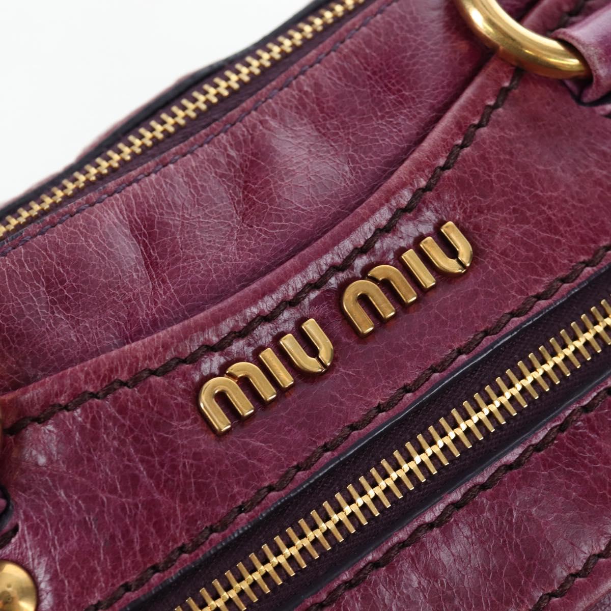 Miu Miu Hand Bag Leather 2way Purple Gold Auth 204521V