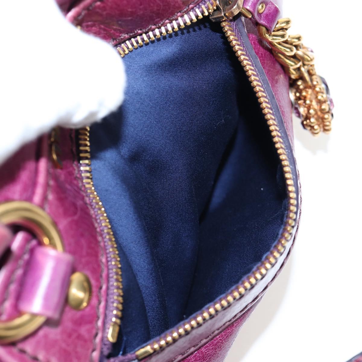 Miu Miu Hand Bag Leather 2way Purple Gold Auth 204521V