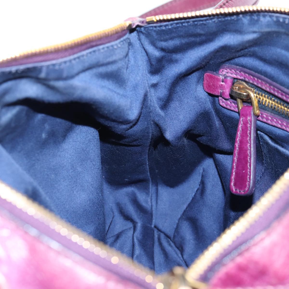 Miu Miu Hand Bag Leather 2way Purple Gold Auth 204521V