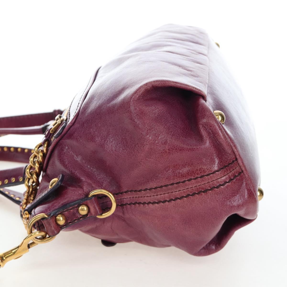 Miu Miu Hand Bag Leather 2way Purple Gold Auth 204521V