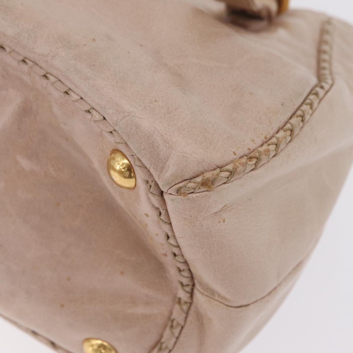 PRADA Hand Bag Vitter Shine Beige Gold Auth 204524