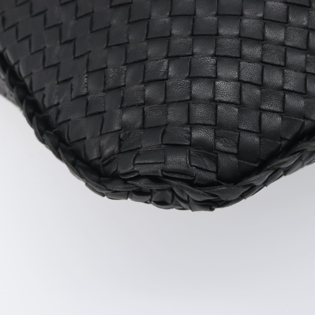 Bottega Veneta INTRECCIATO Hobo Bag Leather Black Gold 115654 Auth 204529V