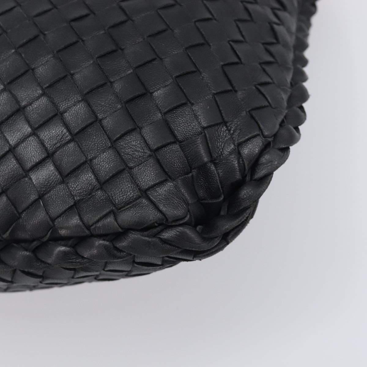 Bottega Veneta INTRECCIATO Hobo Bag Leather Black Gold 115654 Auth 204529V