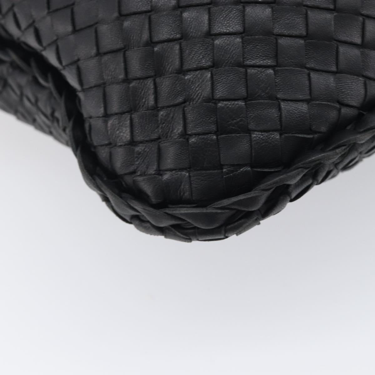 Bottega Veneta INTRECCIATO Hobo Bag Leather Black Gold 115654 Auth 204529V