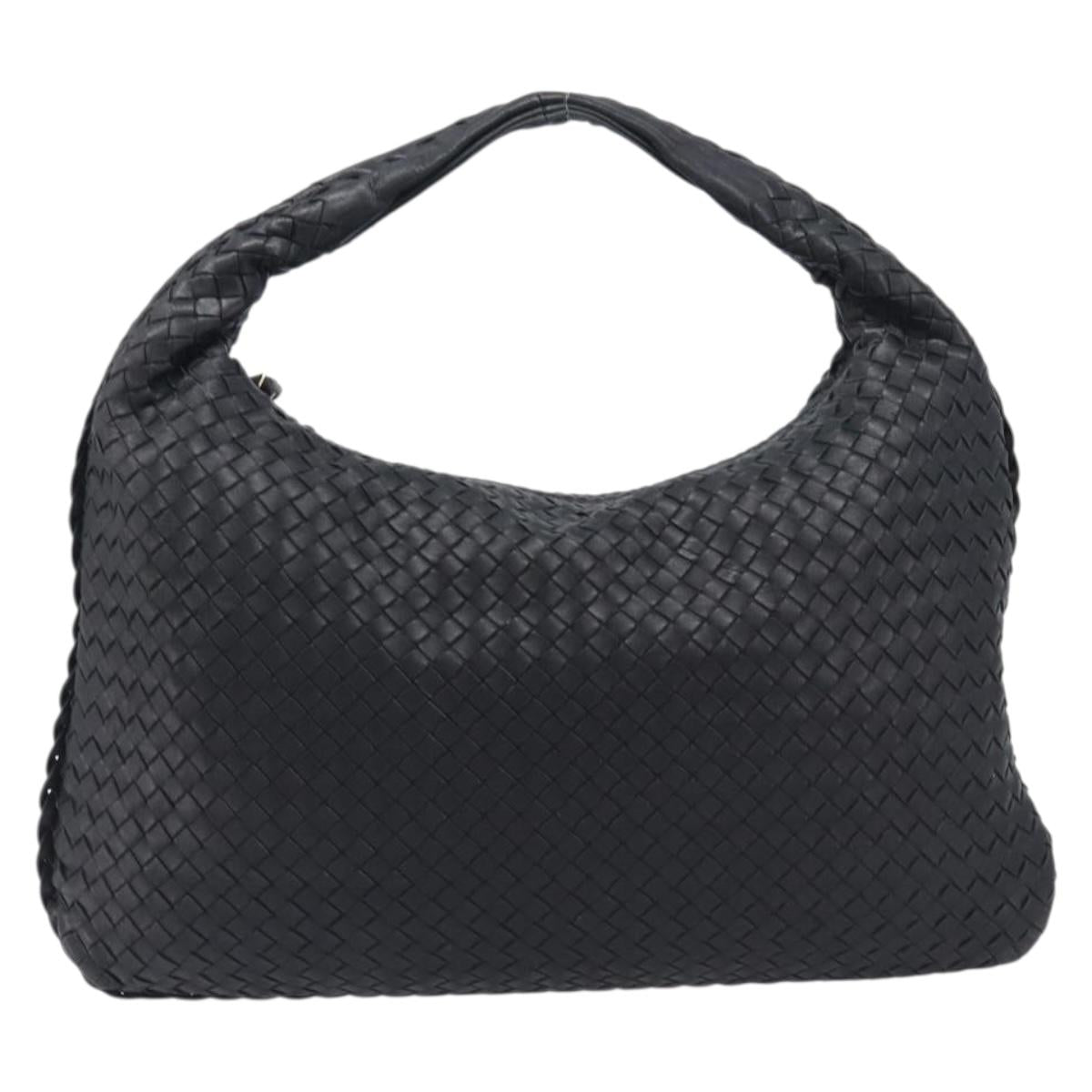 Bottega Veneta INTRECCIATO Hobo Bag Leather Black Gold 115654 Auth 204529V